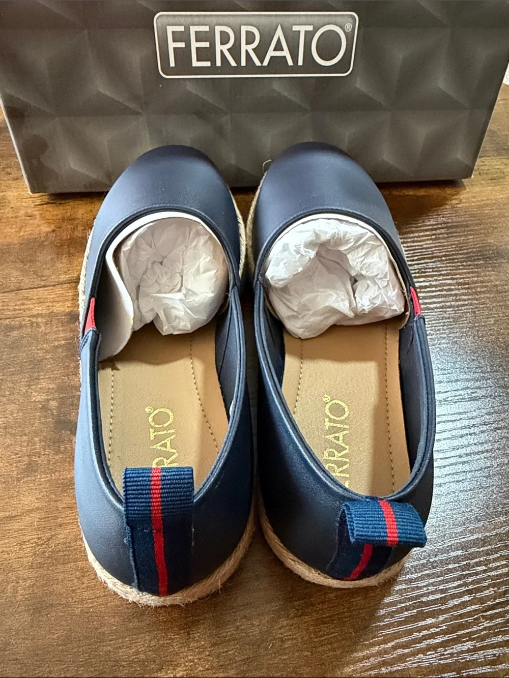 Men's Navy Slip-On Espadrilles with Red Accent